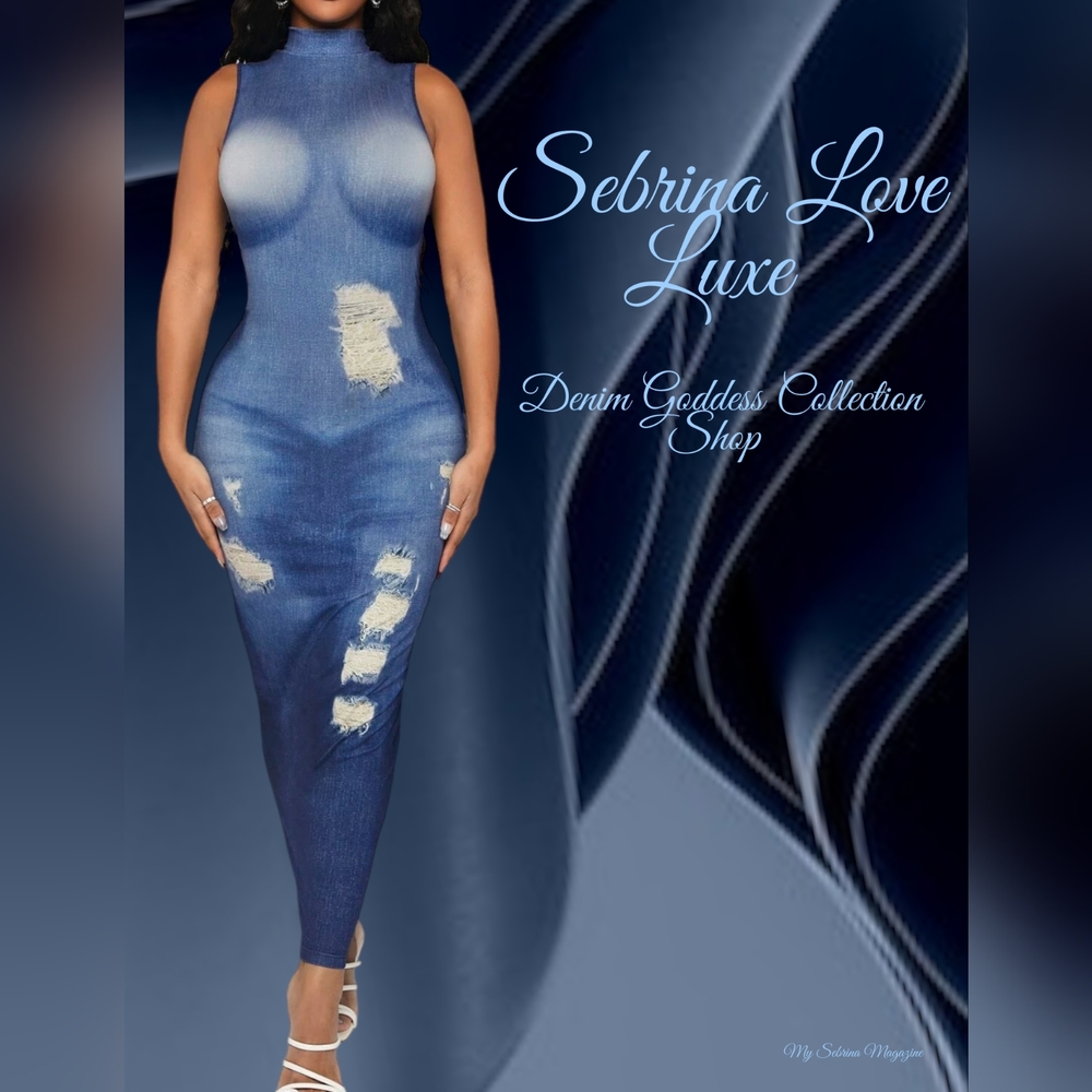 Sexy Distressed Denim Look Bodycon Dress